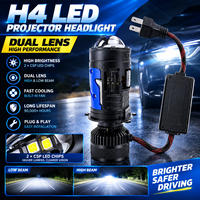 Ampoule de phare H4 Mini LED avec lentille de projecteur Bi-LED, double faisceau (phares de croisement et de route), Plug and Play, pour rééquipement automobile, avec refroidissement par ventilateur CSP LED