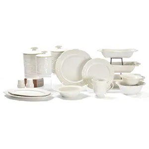 Wholesale Stoneware Ceramic Dinner White Plates Sets Dinnerware