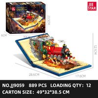 JIESTAR JJ9059 889PCS Série de films Hogwarts Express Train Ornament Building Block Model Technical Educational Toy Festival Gift