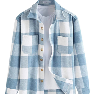 Acheter Chemise à carreaux à manches longues en flanelle de pur coton pour hommes, douce et chaude, décontractée