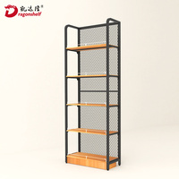 Étagère en bois pour centre commercial, en acier et bois, à quatre colonnes, pour arrière-plan sculpté, Double face, pour supermarché