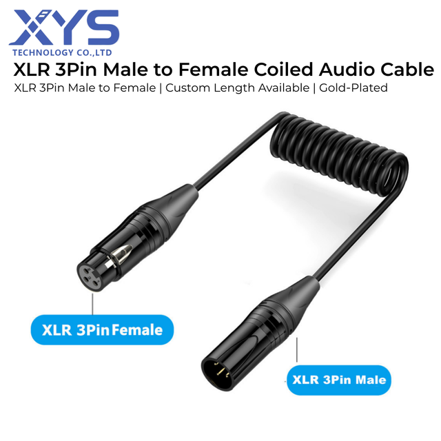 Custom 3 Pin XLR Male to Female Coiled Audio Cable Retractable Microphone Cable for Professional Audio Equipment