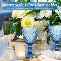 Vente en gros gobelet de fête de mariage à boire verrerie vintage gobelet d'eau en verre bleu de 300ml