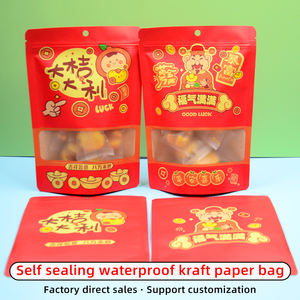 Bolsa de plástico con cremallera roja de estilo chino para comida, Festival de primavera, bolsa de dulces autosuficiente de grado alimenticio con superficie de impresión de huecograbado - Product Image 2