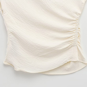 PB&ZA Donna 2025 Nuove Bluse Chic alla Moda <span class=keywords><strong>con</strong></span> Spalla Obliqua Asimmetrica e Vita Stretta, Camicie Vintage Femminili, Top Eleganti - Product Image 5