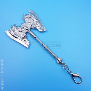 Colgante de aleación de zinc con diseño de hacha, de metal niquelado brillante, para accesorios de películas y videojuegos - Product Image 1
