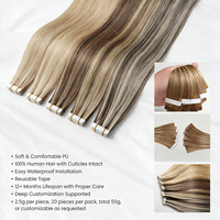 Extensions de cheveux Remy de luxe 100% alignées sur les cuticules, à bandes adhésives, cheveux vietnamiens, double trame, double tirage, lisses et soyeux