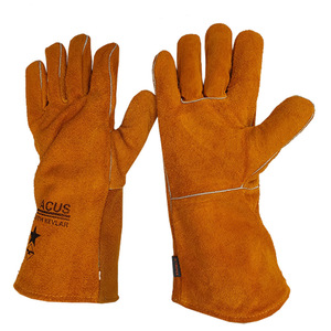 Gants de soudage Chivacus longs à double couche en cuir de vachette avec doublure en polaire pour l'industrie du soudage - Product Image 1