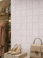 Carreaux muraux en céramique émaillée blanche nacrée 100x100mm (4x4 pouces) faits à la main pour murs décoratifs intérieurs de cafés et boutiques