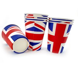 Gobelets en papier jetables avec motif Union Jack chinois et drapeau national, épais et de haute qualité, pour les fêtes et l'usage domestique. - Product Image 3