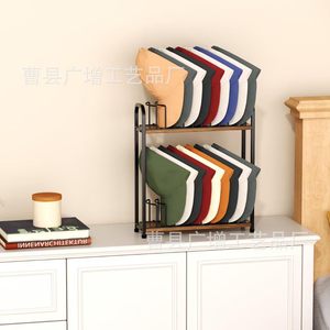 Wooden Desktop <b>Hat</b> Storage Rack Iron And Wood Combination Double Layer Baseball Cap Organizer For Desk Organization - Product Image 1