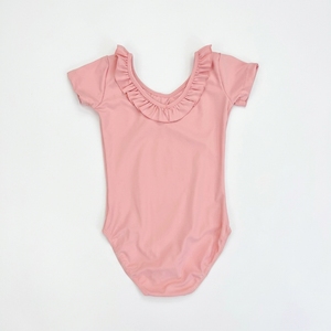 Ruffle Neck Short Sleeve Kids Ballet Leotard Cute Frill Collar Girls Dance Bodysuit for Ballet Training - Product Image 2