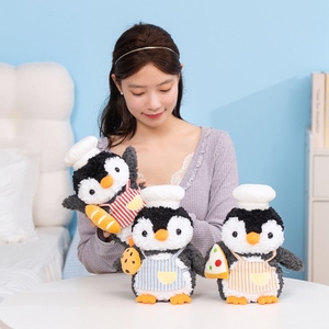 Peluche <span class=keywords><strong>pingouin</strong></span> chef mignon, peluche douce et moelleuse avec tablier de boulanger, pain, biscuits, <span class=keywords><strong>pizza</strong></span> pour enfants - Product Image 4