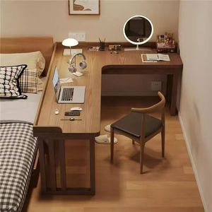 L-Shaped Solid Wood <b>Desk</b> Computer <b>Desk</b> Home Bedroom <b>Study</b> <b>Desk</b> For Student And Children - Product Image 4