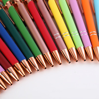 Bolígrafo Metálico 2 en 1 con Punta de Bola, Tinta Negra/Azul, Acabado Oro Rosa, Compatible con Pantallas Táctiles, Regalo para Oficina y Escuela