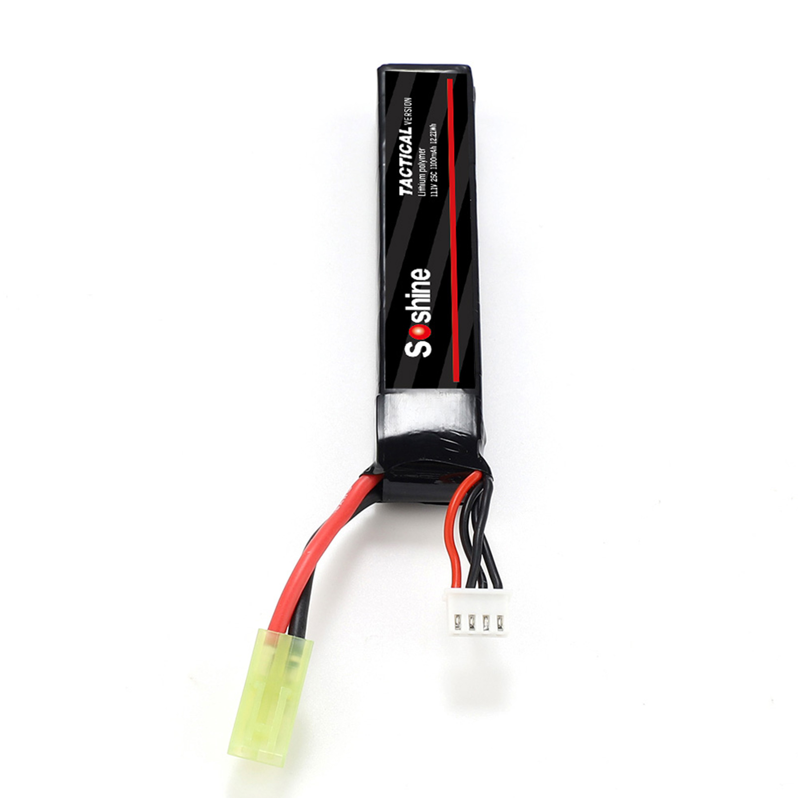 thumbnail interactive-video image 1 of Boslipo 11.1V 1100mAh 25C Lipo Battery For Airsoft - 3S Battery With Mini Tamiya Connector | High Capacity AEG Power 1 of 11