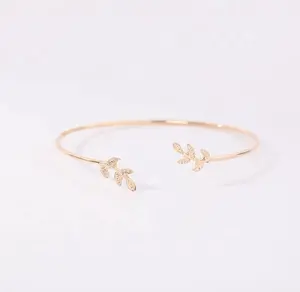 China Charming Women Accessories Silver Color Leaf Leaves Alloy Ladies Bangle Bracelet Armband