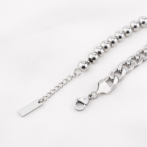 yunnique Titanium Steel Chain Beaded <b>Bracelet</b> Geometric <b>Ball</b> Design Unisex Jewelry - Product Image 3