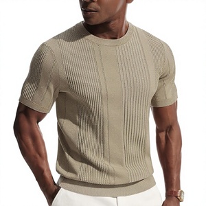 <span class=keywords><strong>T</strong></span>-<span class=keywords><strong>Shirt</strong></span> Eleganti Casual da Uomo Personalizzate OEM, Stile Old Money Vintage, Morbide e Texturizzate, Collo Tondo, Manica Corta, <span class=keywords><strong>T</strong></span>-<span class=keywords><strong>Shirt</strong></span> Formali da Uomo per Affari - Product Image 1