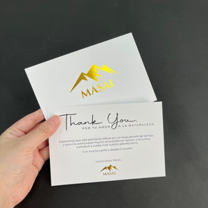 Carte de remerciement personnalisée avec estampage à chaud en feuille d'or, papier blanc, logo doré de luxe, carte de vœux pour emballage de marque commerciale - Product Image 2