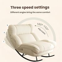 Fauteuil à bascule avec cadre en acier, dossier réglable, coussin ergonomique, fauteuil de salon moderne décoratif