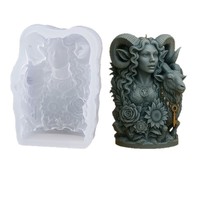 Nuevas Ideas Molde de Silicona de Grado Alimenticio con Forma de Diosa Cabra para Velas, Resina Epoxi, Velas de Aromaterapia y Yeso, para Manualidades DIY, Forma Irregular