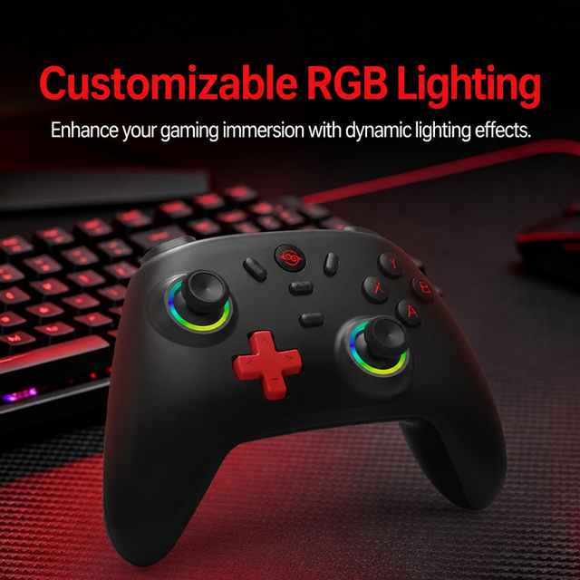 WOOKING GC Wireless Gamepad 2.4GHz/BT Tri-Mode RGB Lighting Ergonomic Design Dual Vibration Compatible PSP/PS2///