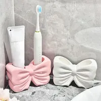 Support de brosse à dents en céramique en forme d'arc, Ornement de salle de bain, Rangement pour brosse à dents et dentifrice, Accessoires de salle de bain, Porte-brosse