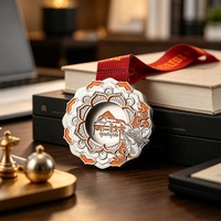 Médaille de marathon rotative OEM ODM en forme de lotus, médaille de finisseur 3D rotative avec émail