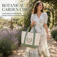 Sac fourre-tout en toile personnalisé avec broderie couronne de lauriers, vert sauge, sac à main bateau avec poche avant pour mariage, douche nuptiale, vacances