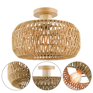 Rattan Woven Ceiling <b>Light</b> Incandescent Hardwired Bedroom <b>Dining</b> Room - Product Image 4