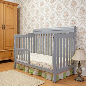 Lit bébé en bois massif naturel avec roulettes verrouillables, hauteur réglable, lit de nurserie sécurisé pour les nouveau-nés - Product Image 2