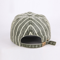 Casquette de baseball personnalisée non doublée à 5 panneaux, à bord court, imprimée à rayures fines, en coton lavé, avec broderie de lettres, de haute qualité, style sportif pour papa