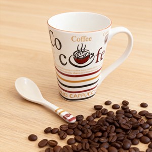 Tazas de Café/Té de Gres con Diseño Retro Glaseado en Caja de Color, con Cuchara, Aptas para Microondas y Lavavajillas, 11oz, Regalos Seguros - Product Image 2