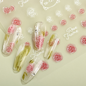 Rose <span class=keywords><strong>Flower</strong></span> Hot Stamp ing Gold Rose Selbst klebende <span class=keywords><strong>Nail</strong></span> Art Dekoration Aufkleber Maniküre Nagel Aufkleber - Product Image 1