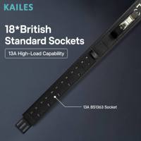 KAILES (KLS) Série KLS-K22 PDU pour centre de données 63A 18 prises 3 1P Protection par disjoncteur à air Courant élevé 45,3 kW Unité de distribution d'alimentation