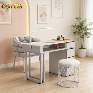 Mesa <span class=keywords><strong>de</strong></span> Manicura <span class=keywords><strong>de</strong></span> Lujo con Tapicería Acolchada y Silla, Paquete <span class=keywords><strong>de</strong></span> Muebles para Salón <span class=keywords><strong>de</strong></span> <span class=keywords><strong>Uñas</strong></span>, Spa <span class=keywords><strong>de</strong></span> Pies, Salón <span class=keywords><strong>de</strong></span> Pedicura - Product Image 1
