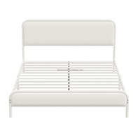 Meubles de chambre à coucher durables, écologiques et bon marché, lit en métal, lit queen, lit simple, lit plateforme en acier avec tête de lit en tissu