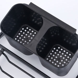 DS1328メタルワイヤー水切りボウルポットリッドプレート収納棚乾燥スタンド取り外し可能なカトラリーホルダー付きアルミ皿乾燥ラック - Product Image 5