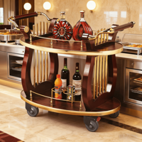 Chariot de service à vin Harp Wine Driver, chariot de restaurant à deux étages, luxe, livraison, bois de séquoia, classique, or, capacité 10L