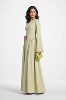 Abaya Maxi pour Femme de Dubaï en Tissu Froissé, Robe Longue à Manches Longues et Taille Cintrée, Robe Longue Arabe Musulmane, Abaya Modeste de Turquie