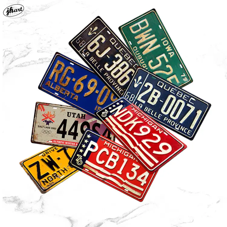 Auto Platte Vintage Metall Zinn Zeichen Auto Nummer Nummern schild Plakette Poster Bar Club Wand Garage Home Decor Platte Auto Zinn Zeichen