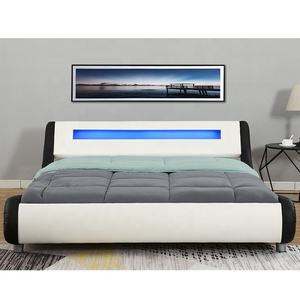 سرير من الجلد بتصميم إيطالي من ويلسون على شكل إنزو مع إضاءة ليد سرير خشبي حجم مزدوج مع لوح طري أثاث منزلي - Product Image 3