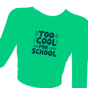 T-shirt imprimé à manches longues pour femme, style Y2K, col rond, tricoté en spandex et polyester, coupe régulière, toutes saisons, Too Cool For School - Product Image 1