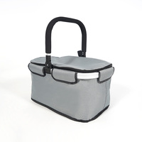 Panier de courses pliable Oeytree en aluminium à double poignée métallique, revêtement PVC, durable, écologique, grand espace de rangement, pour supermarché