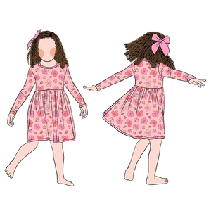 Usine directement vente imprimé fille florale à manches longues décontracté col rond robe pour enfants filles enfants - Product Image 3