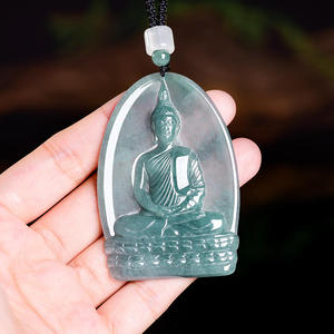 หยกเจไดต์ธรรมชาติสีน้ำเงิน หยกพระศรีษฎรพุทธะ จี้หยกสำหรับผู้ชายและผู้หญิง พร้อมใบรับรองการประเมินคุณภาพ ดีไซน์ดั้งเดิม E069 - Product Image 3