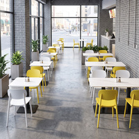 Table et chaises minimalistes pratiques, structure robuste, idéales pour les restaurants de restauration rapide, les cantines et les magasins d'alimentation