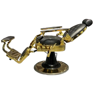 Bomba hidráulica negra y dorada, sillas de peluquería de bronce, silla reclinable de salón <span class=keywords><strong>para</strong></span> barbería - Product Image 3