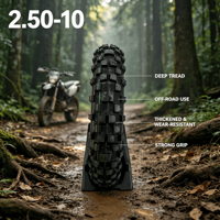 Pneu de moto tout-terrain de haute qualité 2.50-10 avec chambre à air, adapté à tous les terrains, haute adhérence, résistant à l'usure, pour moto tout-terrain
